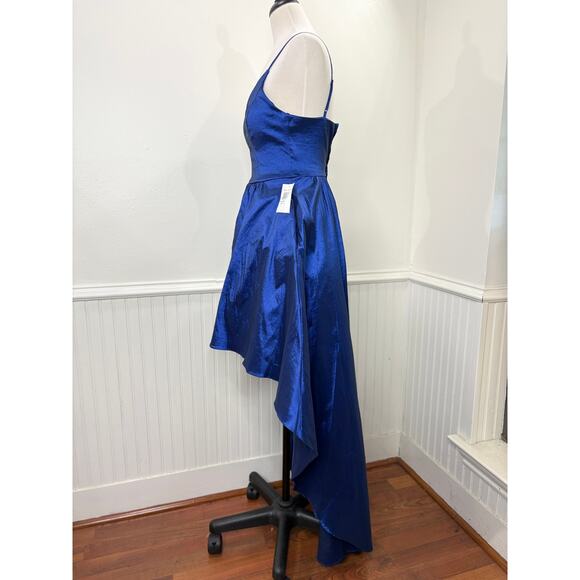 B Darlin Size 5/6 Dress Cocktail Hoco Prom Vintage Hi-Low Princess Taffeta Blue - Picture 2 of 16